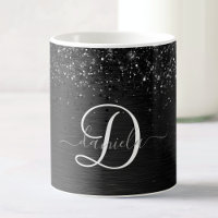 Custom Black Glitter Sparkle Monogram