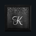 Custom Black Glitter Sparkle Monogram Gift Box<br><div class="desc">Easily personalise this trendy elegant gift box design featuring pretty black sparkling glitter on a black brushed metallic background.</div>