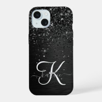 Custom Black Glitter Sparkle Monogram