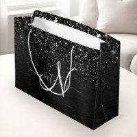 Custom Black Glitter Sparkle Monogram