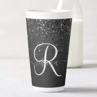 Custom Black Glitter Sparkle Monogram