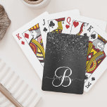 Custom Black Glitter Sparkle Monogram Playing Cards<br><div class="desc">Easily personalise this trendy elegant playing cards design featuring pretty black sparkling glitter on a black brushed metallic background.</div>