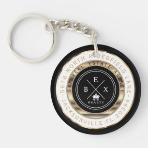 Custom - Black, Gold and White Home - Realtor Key Ring