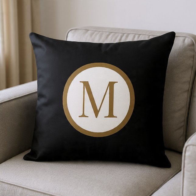 Custom Black & Gold Center Seal Monogram Cushion (Creator Uploaded)