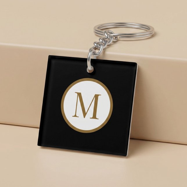Custom Black & Gold Center Seal Monogram Key Ring (Creator Uploaded)