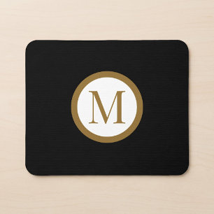 Custom Black & Gold Center Seal Monogram Mouse Pad
