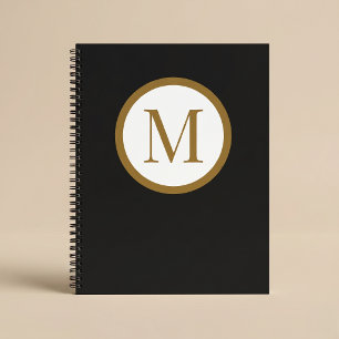 Custom Black & Gold Center Seal Monogram Notebook