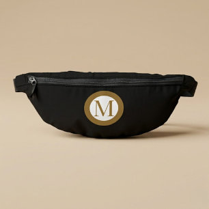 Custom Black & Gold Centre Seal Monogram Bum Bags