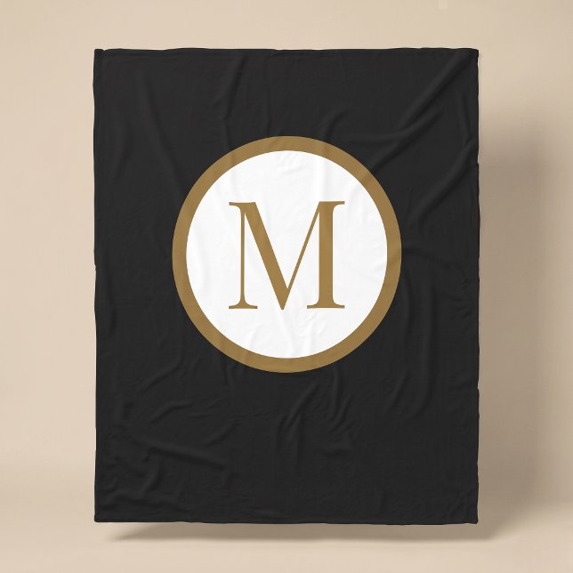Custom Black & Gold Centre Seal Monogram Fleece Blanket (Creator Uploaded)
