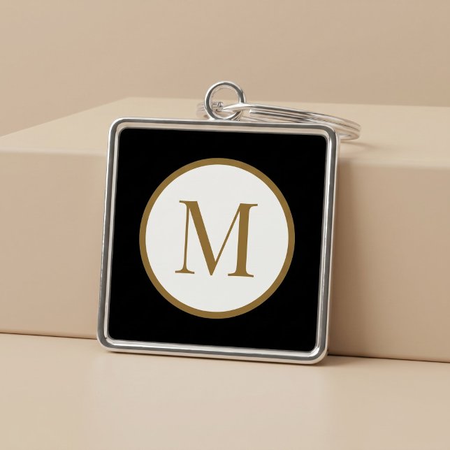 Custom Black & Gold Centre Seal Monogram Key Ring (Creator Uploaded)