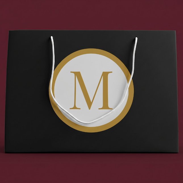Custom Black & Gold Centre Seal Monogram Large Gift Bag (Creator Uploaded)