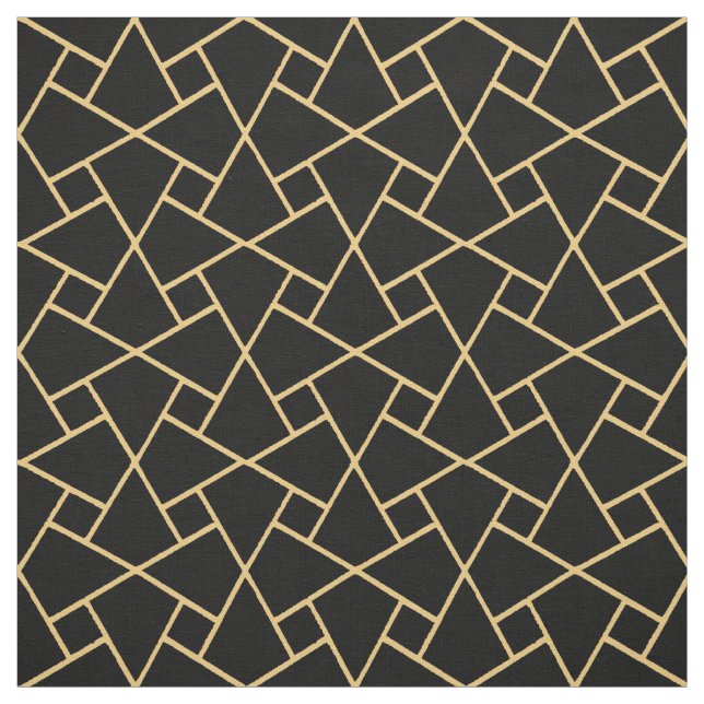 Custom Black Gold-effect Islamic Geometric Pattern Fabric (Swatch)
