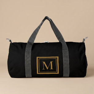 Custom Black & Gold Framed Monogram Duffle Bag