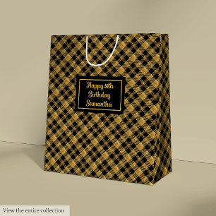 Custom Black Gold Glitter Trendy Colors Gift Bag