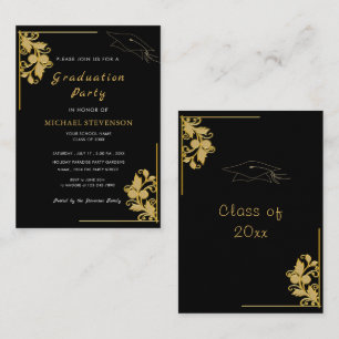 Custom Black Gold Graduation Invitation - Special