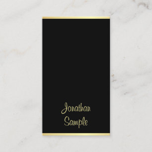 Custom Black Gold Handwritten Script Trendy Modern Business Card
