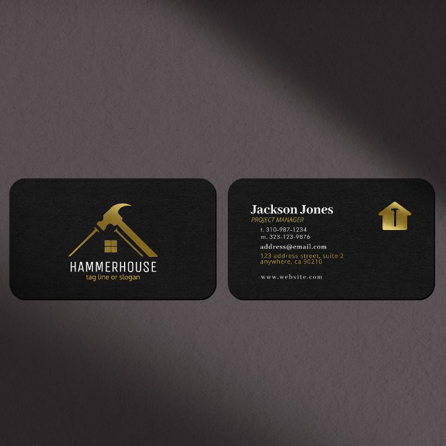 Custom Black + Gold Home Building Construction Lux Business Card (Creator Uploaded)