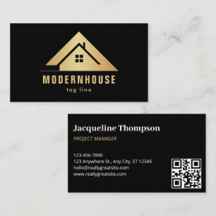 Custom Black + Gold Home Building Construction Lux Business Card