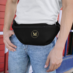 Custom Black Gold Monogrammed Cool Waist Crossbody Bum Bags