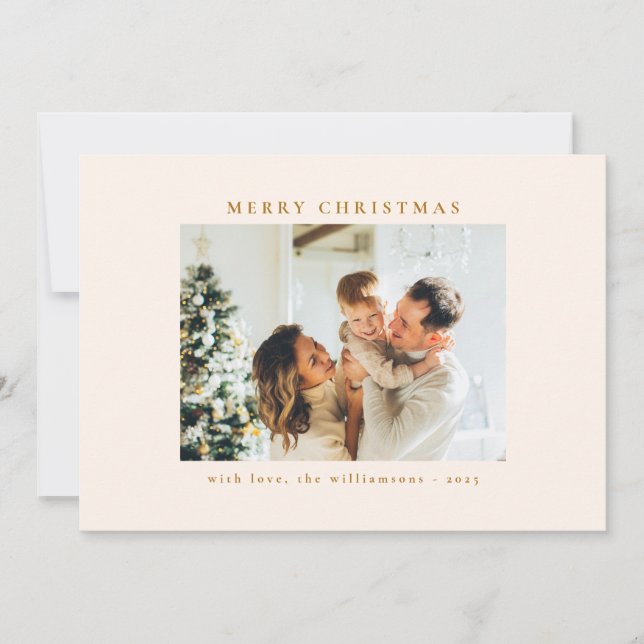 Custom Black Gold Ornaments Art Photo Christmas Holiday Card (Front)