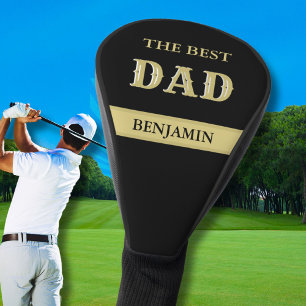 Custom Black Gold Personalised BEST DAD Name Golf Head Cover