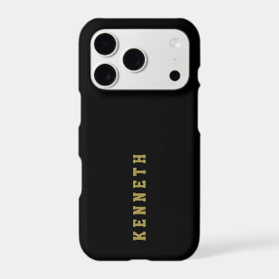 Custom Black Gold Retro Name Minimalist Men