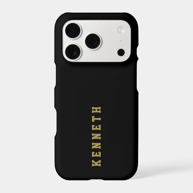 Custom Black Gold Retro Name Minimalist Men  (Back)