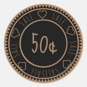 Custom Black Gold Sale Price Classic Round Sticker
