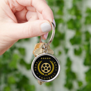 Custom Black & Gold Soccer Keychain Editable Text