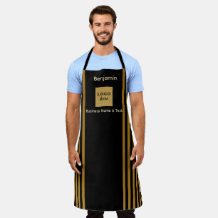 Custom Black & Gold Stripe  Apron