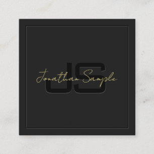 Custom Black & Gold Template Elegant Monogram Square Business Card