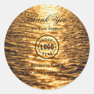 Custom Black Gold Thank You Classic Round Sticker
