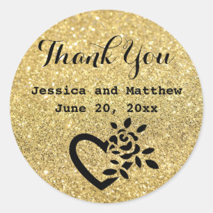 Custom Black & Gold Thank You Wedding Stickers