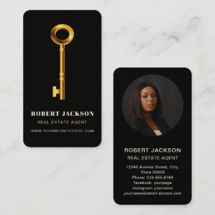 Custom Black + Golden key Realtors Luxury Modern Business Card