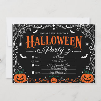 Custom Black Gothic Halloween Party Invite