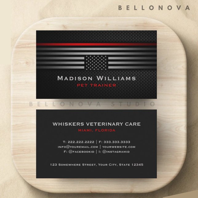 Custom Black Grey Red The USA America Flag Premium Business Card (Custom Black Grey Red The USA America Flag Premium Business Card)