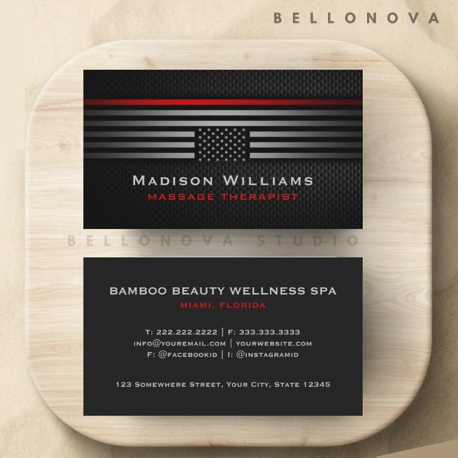 Custom Black Grey Red The USA America Flag Premium Business Card (Custom Black Grey Red The USA America Flag Premium Business Card)