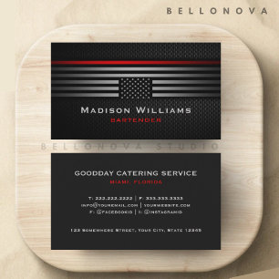 Custom Black Grey Red The USA America Flag Premium Business Card