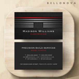 Custom Black Grey Red The USA America Flag Premium Business Card