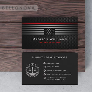 Custom Black Grey The Usa America Flag Law Office Business Card