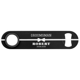 Custom Black Groomsman Bar Key Bottle Opener