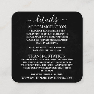 Custom Black Grunge Texture Wedding Details Enclosure Card
