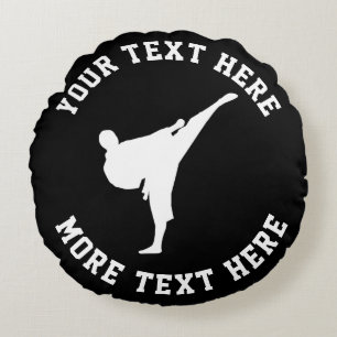 Custom black karate kick martial arts round cushion