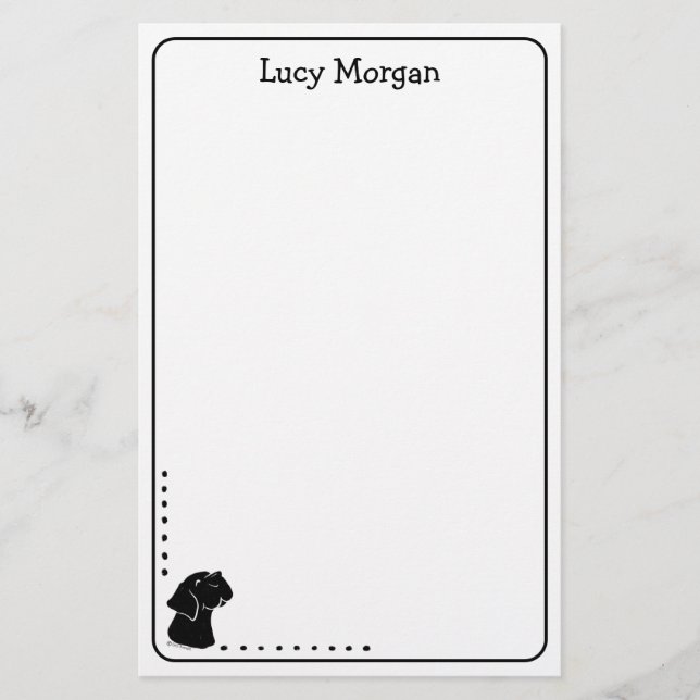 Custom Black Lab Cute Dog Art Stationery (Front)