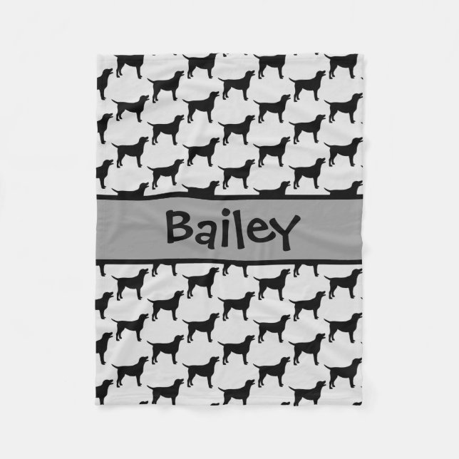 Custom Black Lab Silhouette Fleece Blanket (Front)