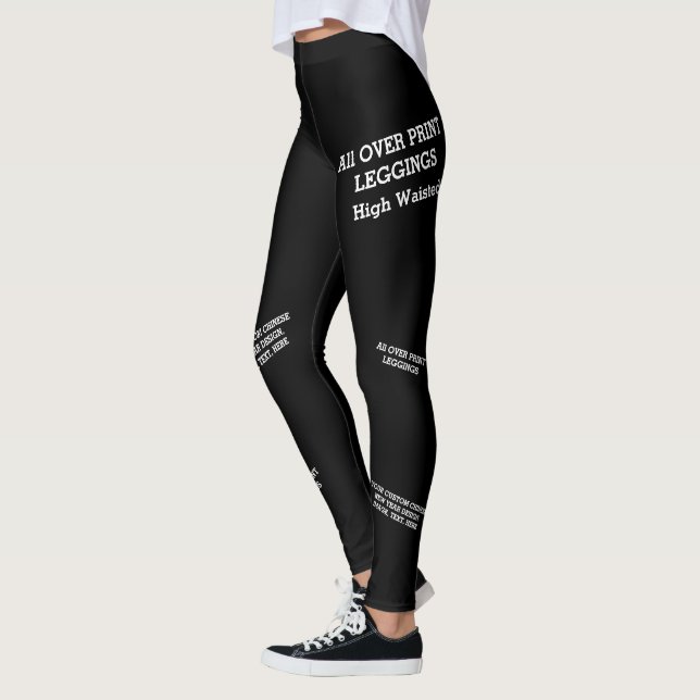 Custom Black Leggings - High Waist Personalised (Left)