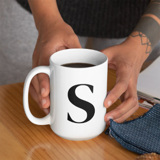 Custom Black Letter Personalised Monogram Initial Coffee Mug
