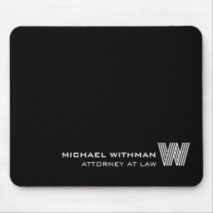 Custom BLACK LINE Monogram, Name & Profession Mouse Pad