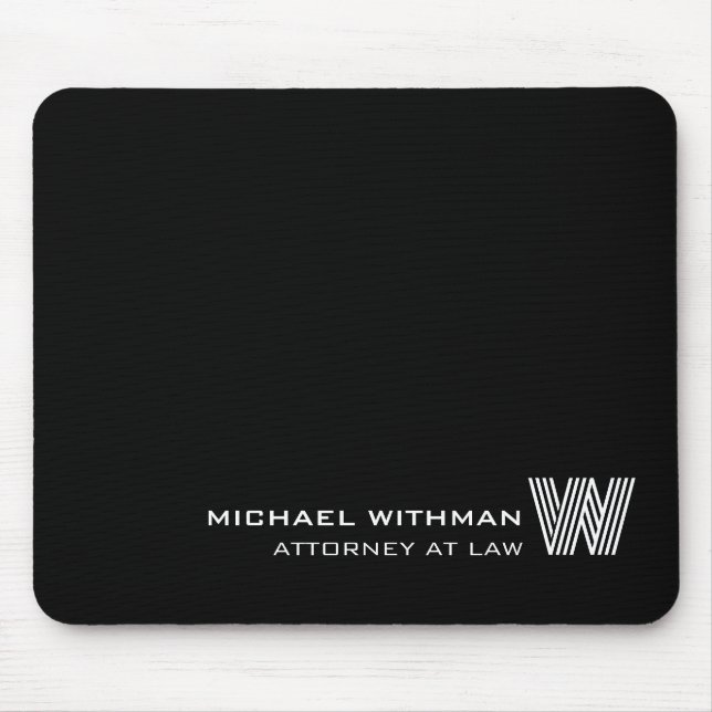 Custom BLACK LINE Monogram, Name & Profession  Mouse Pad (Front)