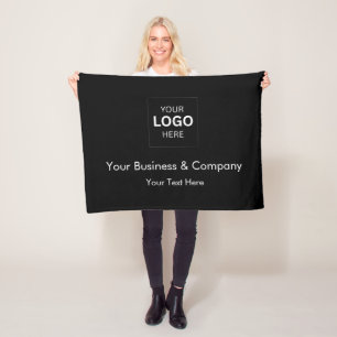 Custom Black Luxury Business Logo Template Fleece Blanket